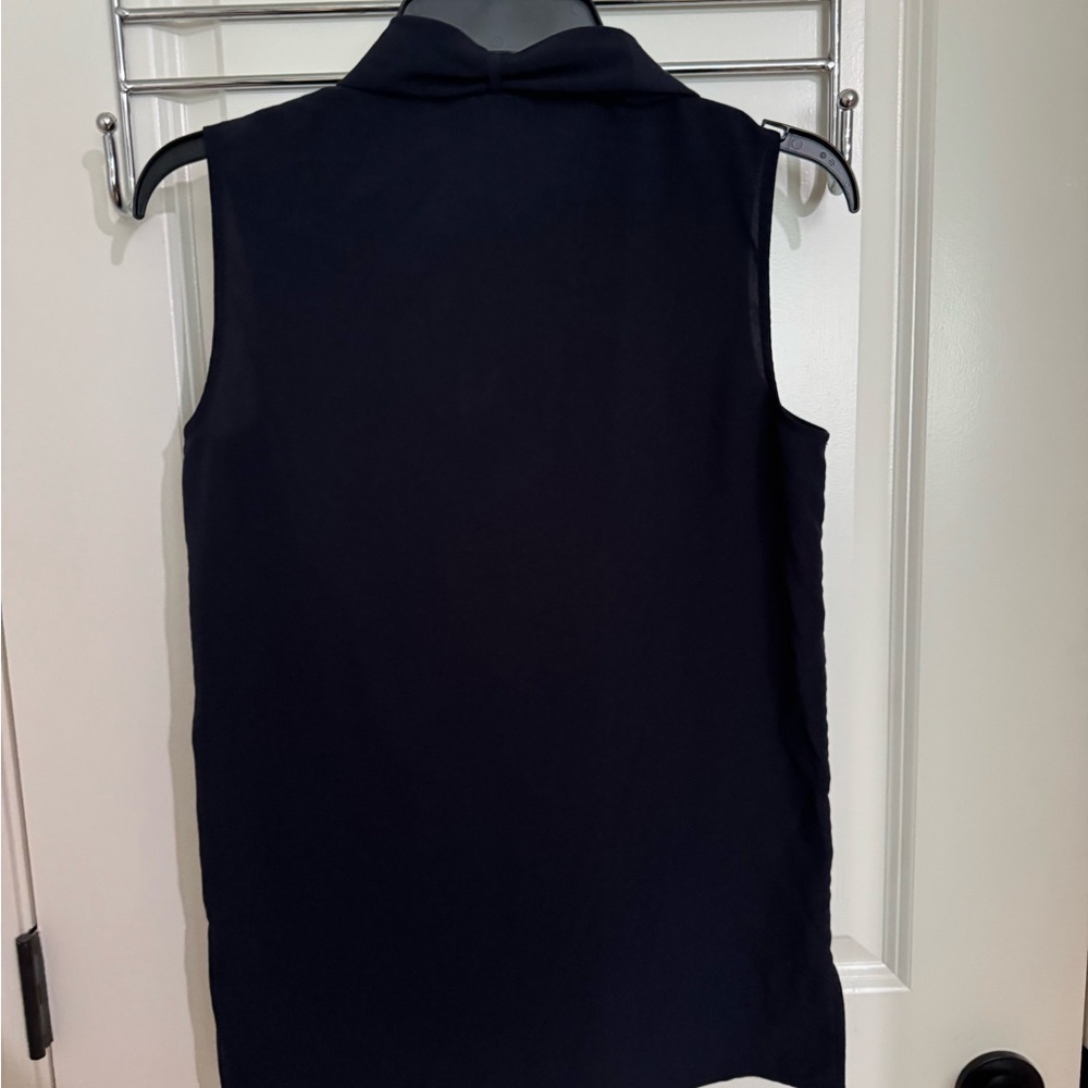 Tory Burch Navy Blue Tie Front Blouse - Picture 8 of 9